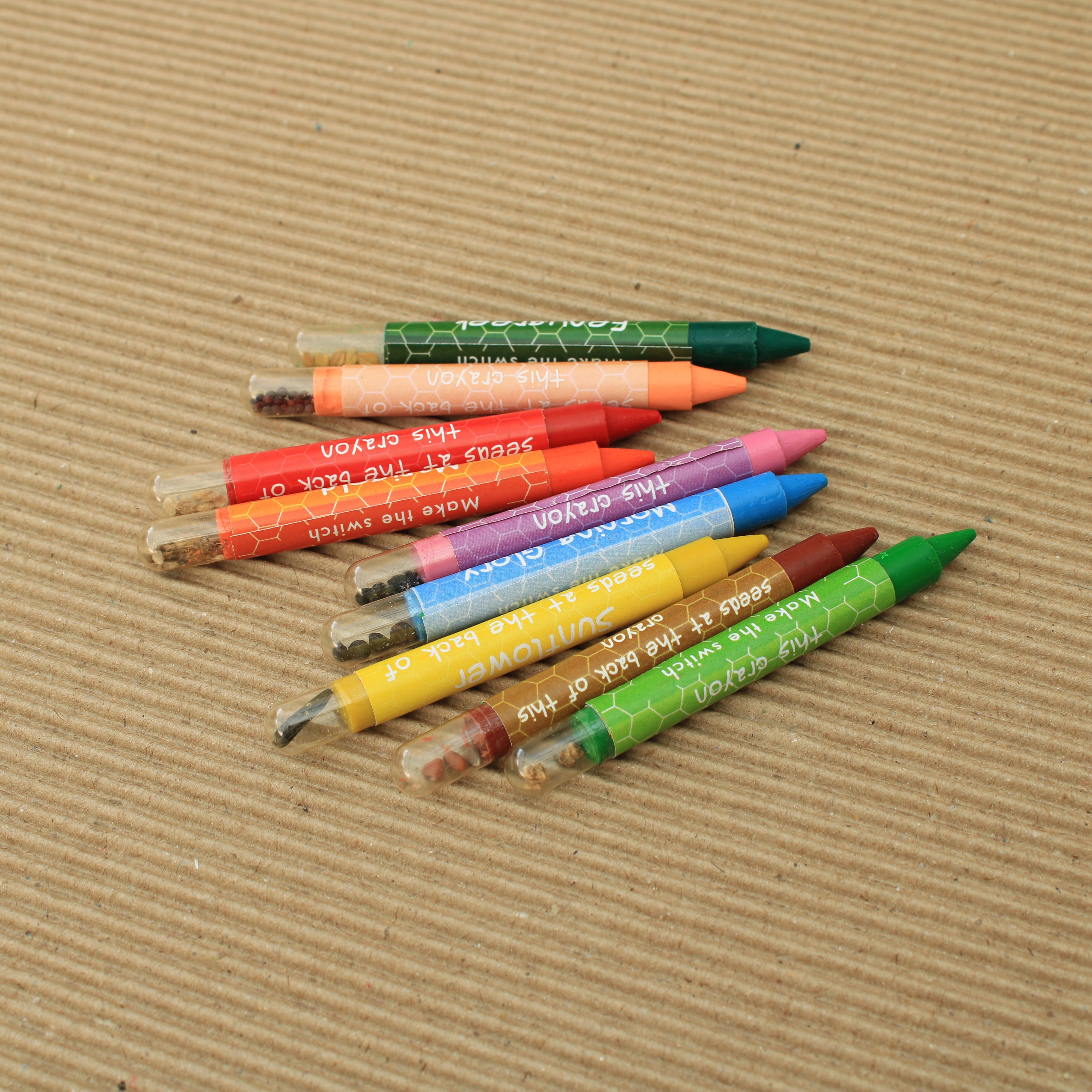 Recycled paper seed crayons & color pencils