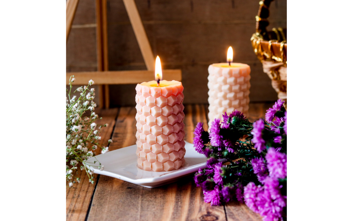 Honeycomb Pillar candle- Set of 3