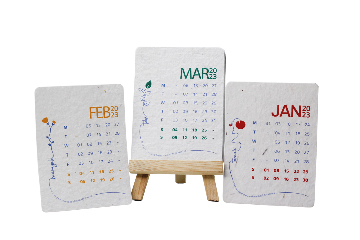 Recycled paper and plantable calenders