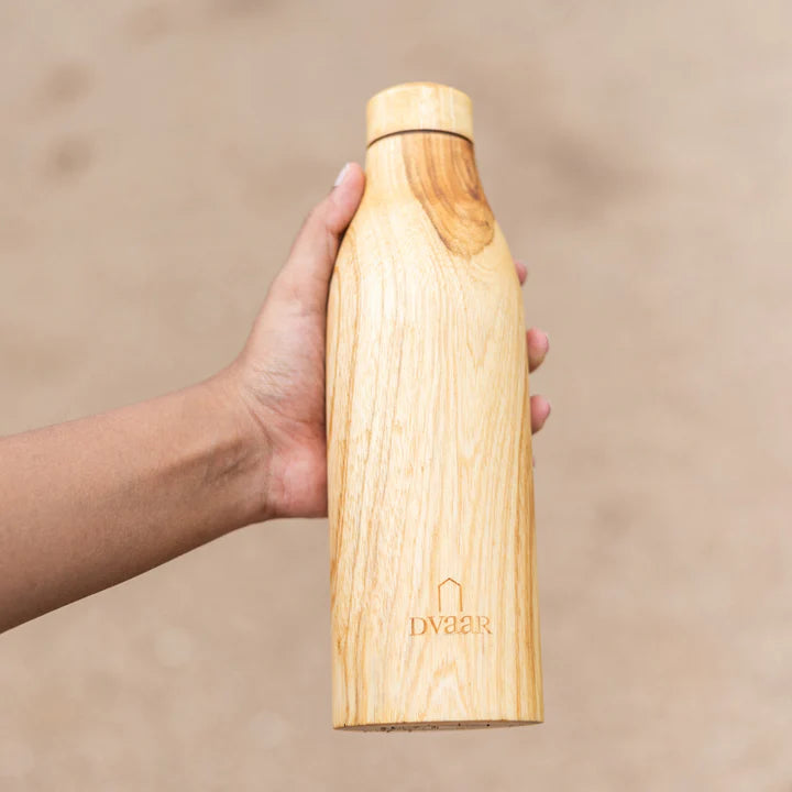 Wood and steel reusable bottles for gifting