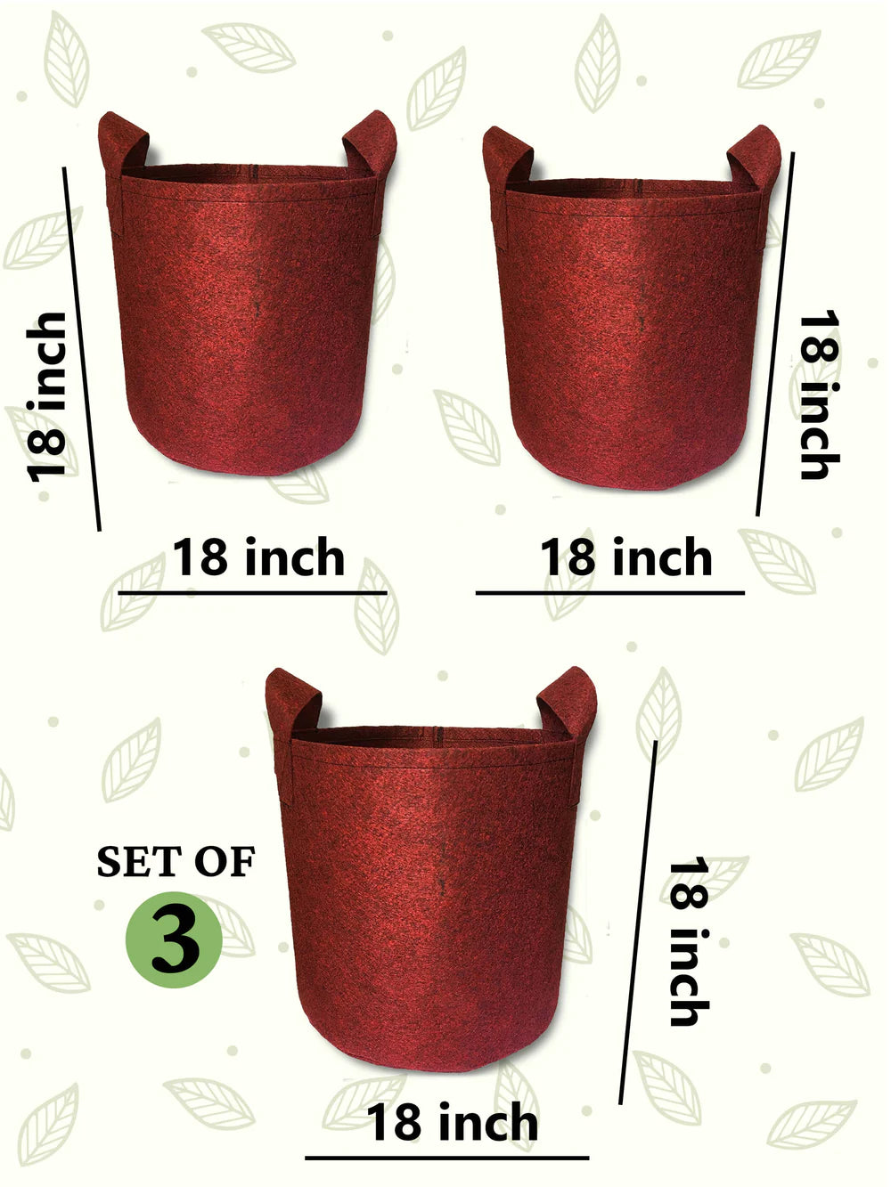 Fabric Grow bags for indoor plants (set of 3)- Eco friendly gifts
