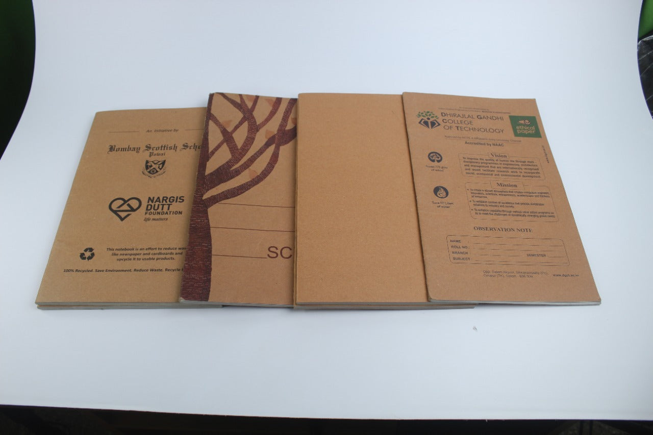 Recycled paper diary and notepads