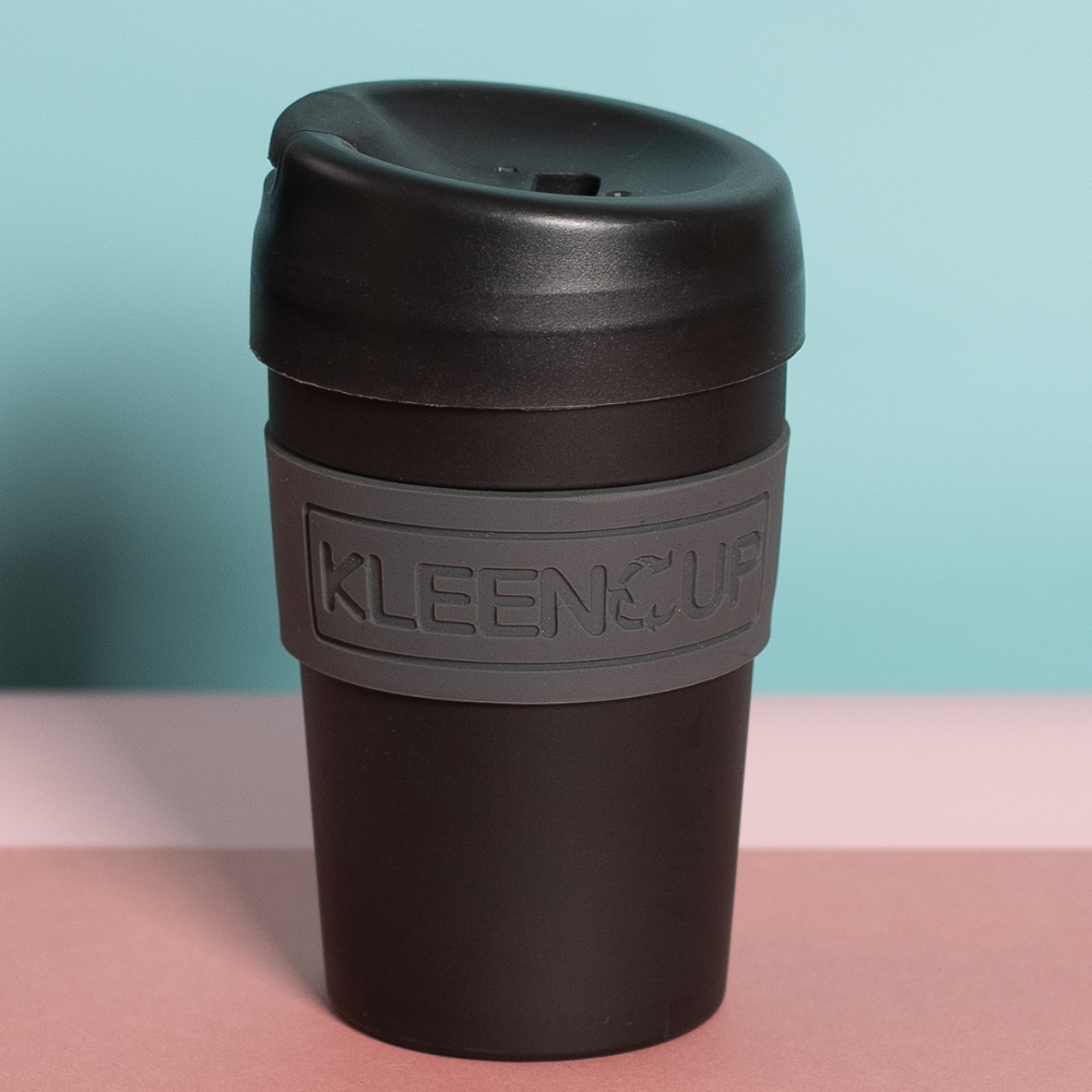 KleenCup Black 375 ml - Reusable travel mugs | BPA-free Coffee Cup with lid