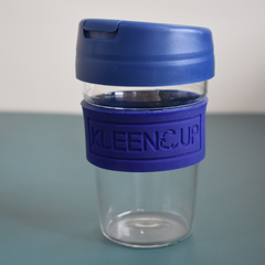 Kleencup Glass Coffee Cup 375 ml - Black | Borosilicate Glass Tumbler with lid