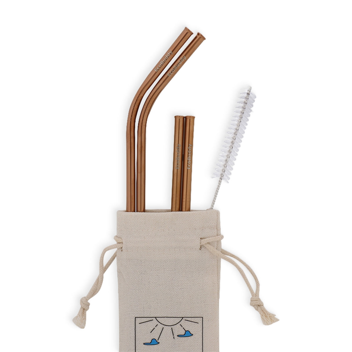 Rose Gold -Stainless Steel Straws (Set of 4 & 1 Cleaning Brush)