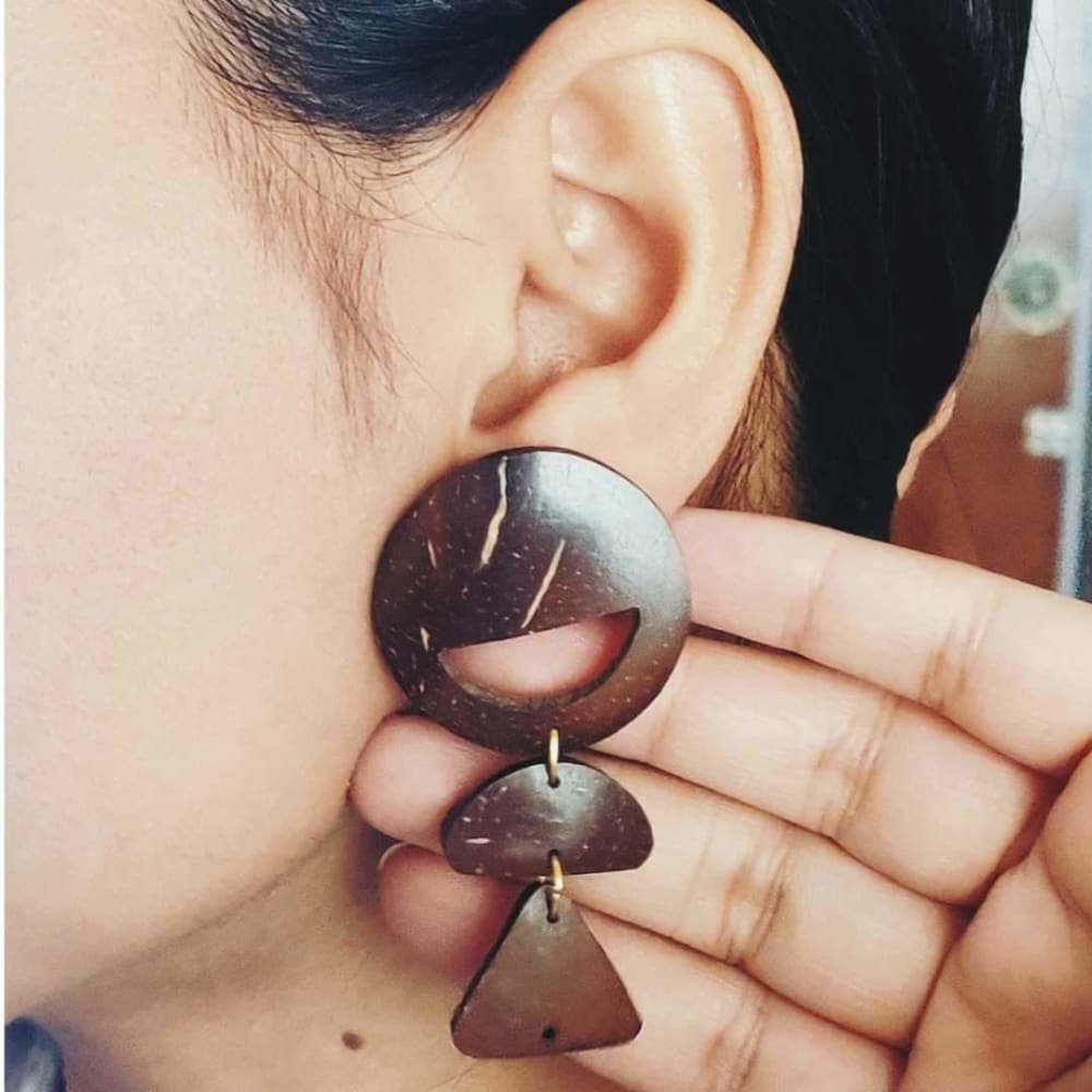 Coconut shell earrings-100% biodegradable