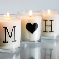 Glass Alphabet candle with soy wax
