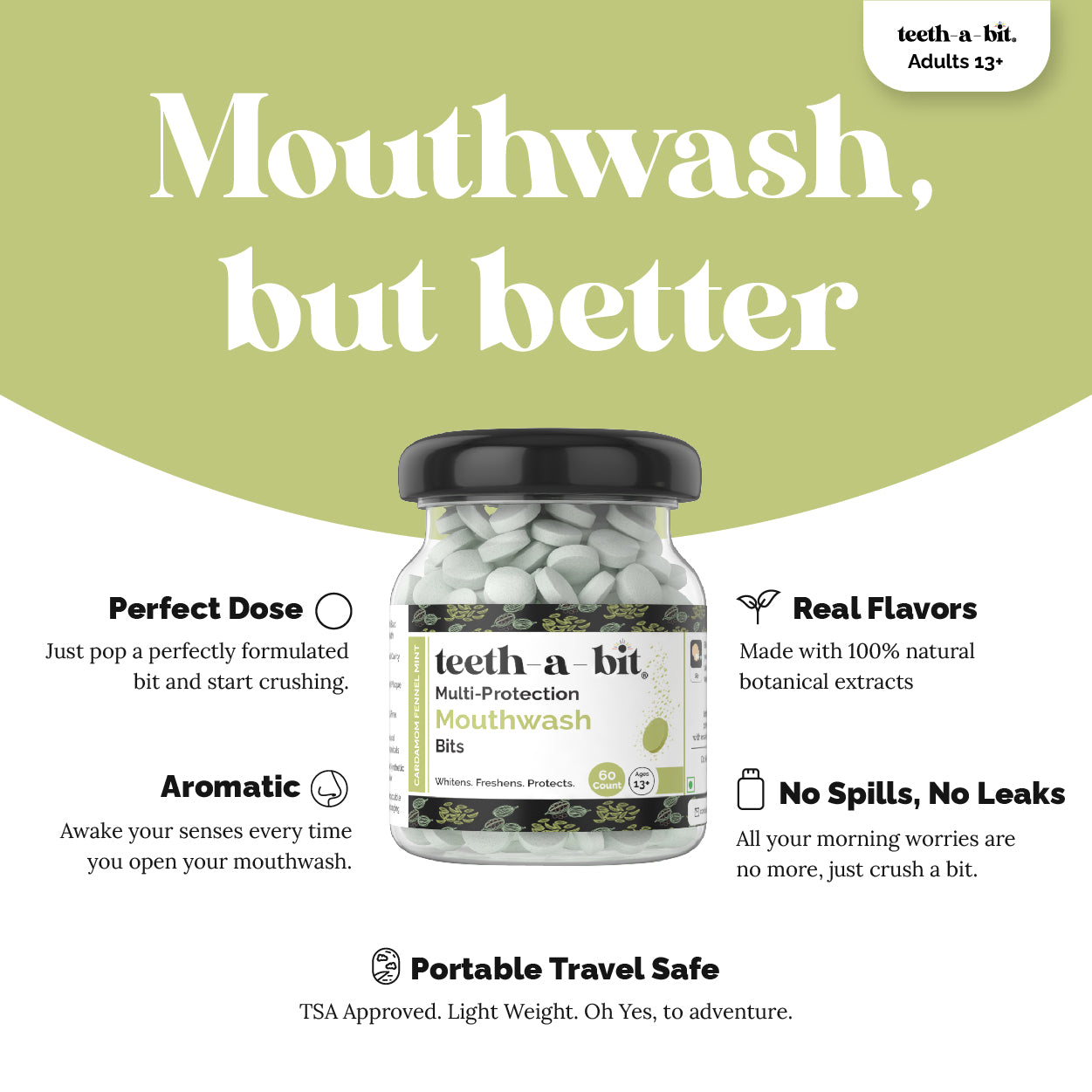 teeth-a-bit Multiprotection Cardamom Fennel Mint Mouthwash tablets (60 Count)
