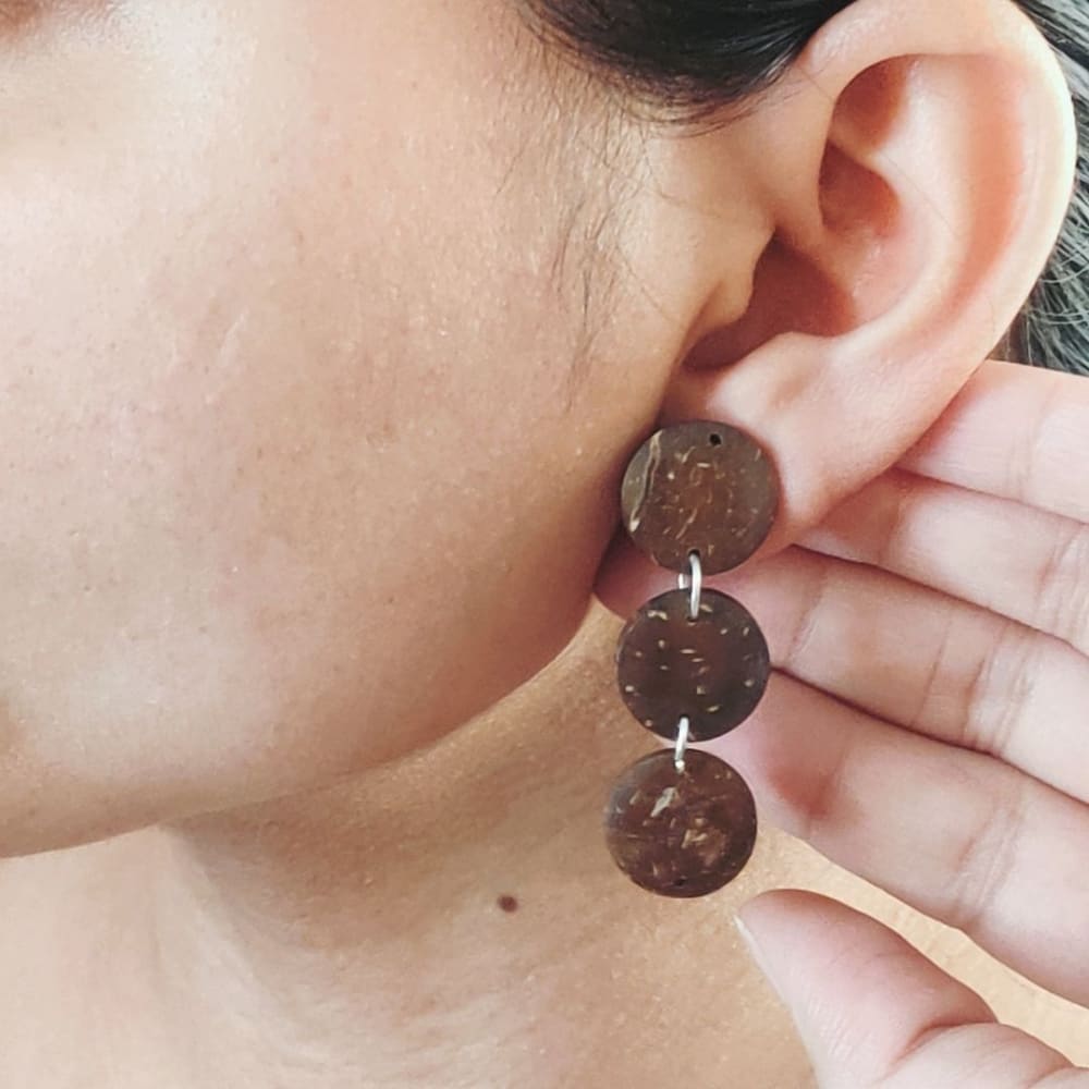 Coconut shell earrings-Natural-Women's day gifts