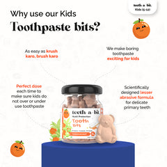 teeth-a-bit Kids Multi-Protection Tangerine Mint Tooth Bits, SLS Free, Plant Based Kids (5-12 Years) Toothpaste Tablets (60 Count)