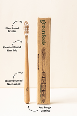 Green Feels Neem Wood Round Toothbrush-Plant based bristles